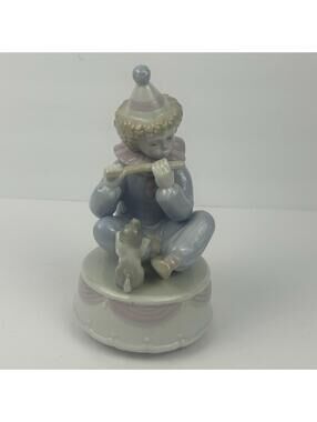 VTG Paul Sebastian Porcelain Clown Music Box Meico Flute Figure Puppy